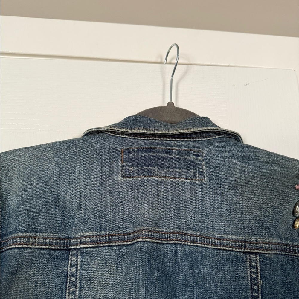 Express Rhinestone Studded Denim Jean Jacket - Picture 8 of 9